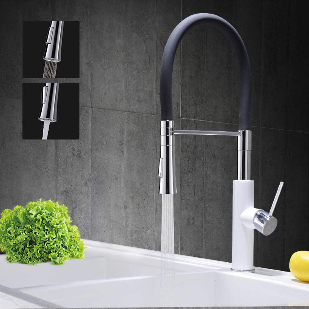 Black Rubber Kitchen Sink Faucet with Pull Down Sprayer - Hot & Cold Water Mixer Tap for Bathroom and Kitchen | Perfect for Washing Dishes, Filling Pots & Daily Cleaning Tasks