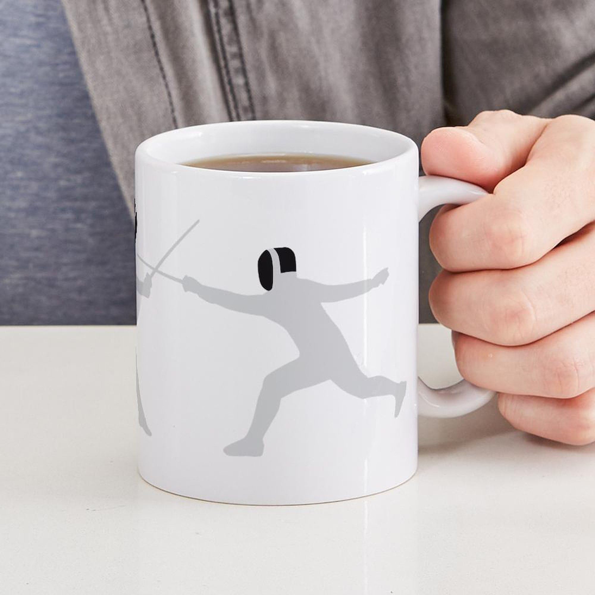 Fencing Themed 11 oz (325 ml) Ceramic Coffee Mug - Perfect for Fencers, Coaches & Fans - Great for Training, Competitions & Gifts