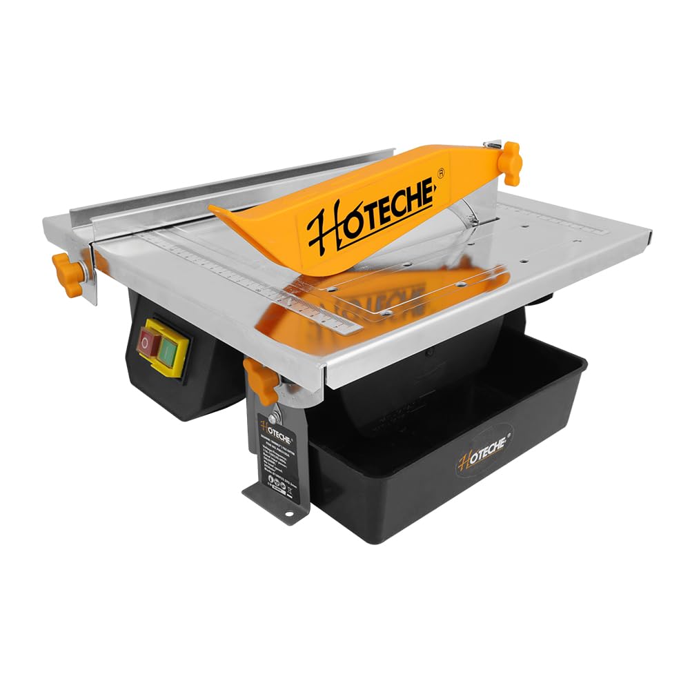 Hoteche 7-Inch Wet Tile Saw with 5A Motor - Adjustable Cutting Depth & Built-In Water Reservoir for Ceramic, Porcelain, and Stone Tiles - Perfect for DIY Home Renovation and Professional Tile Installation Projects