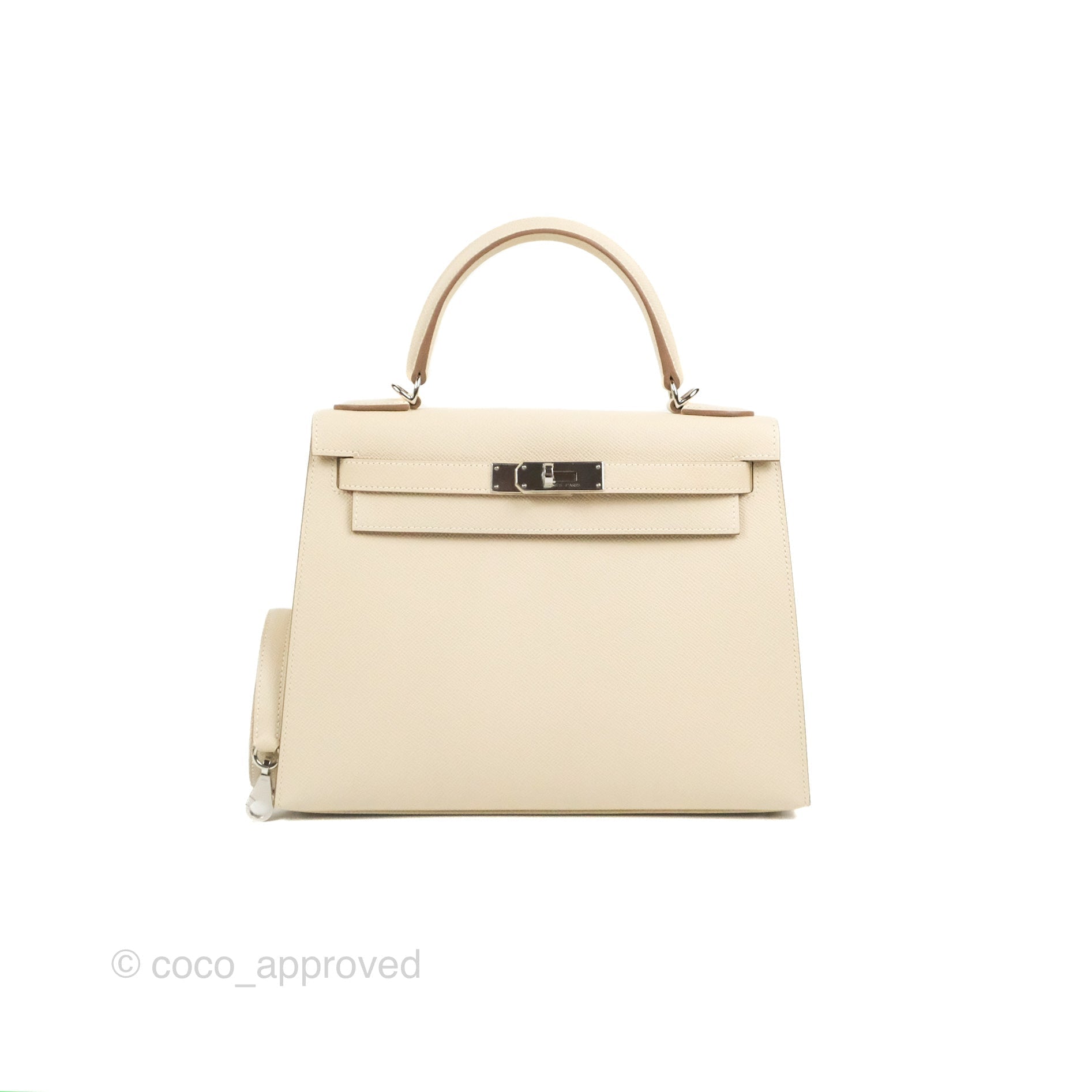 Authentic Hermès Kelly Sellier 28 Handbag in Craie Epsom Leather with Palladium Hardware - Luxury Designer Shoulder Bag for Women, Perfect for Office, Parties & Special Occasions