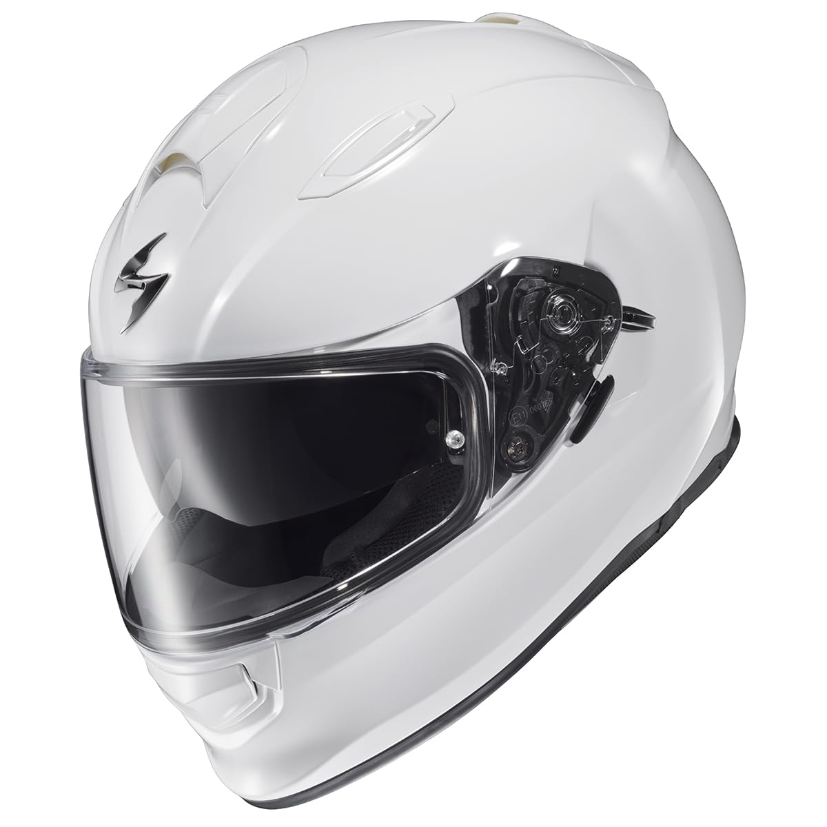 ScorpionEXO Ryzer Full Face Motorcycle Helmet - DOT & ECE Certified - Pinlock Ready Visor - Built-in Speaker Pockets - Gloss White (Small) | Ideal for Street Riding, Commuting & Long-Distance Motorcycle Tours