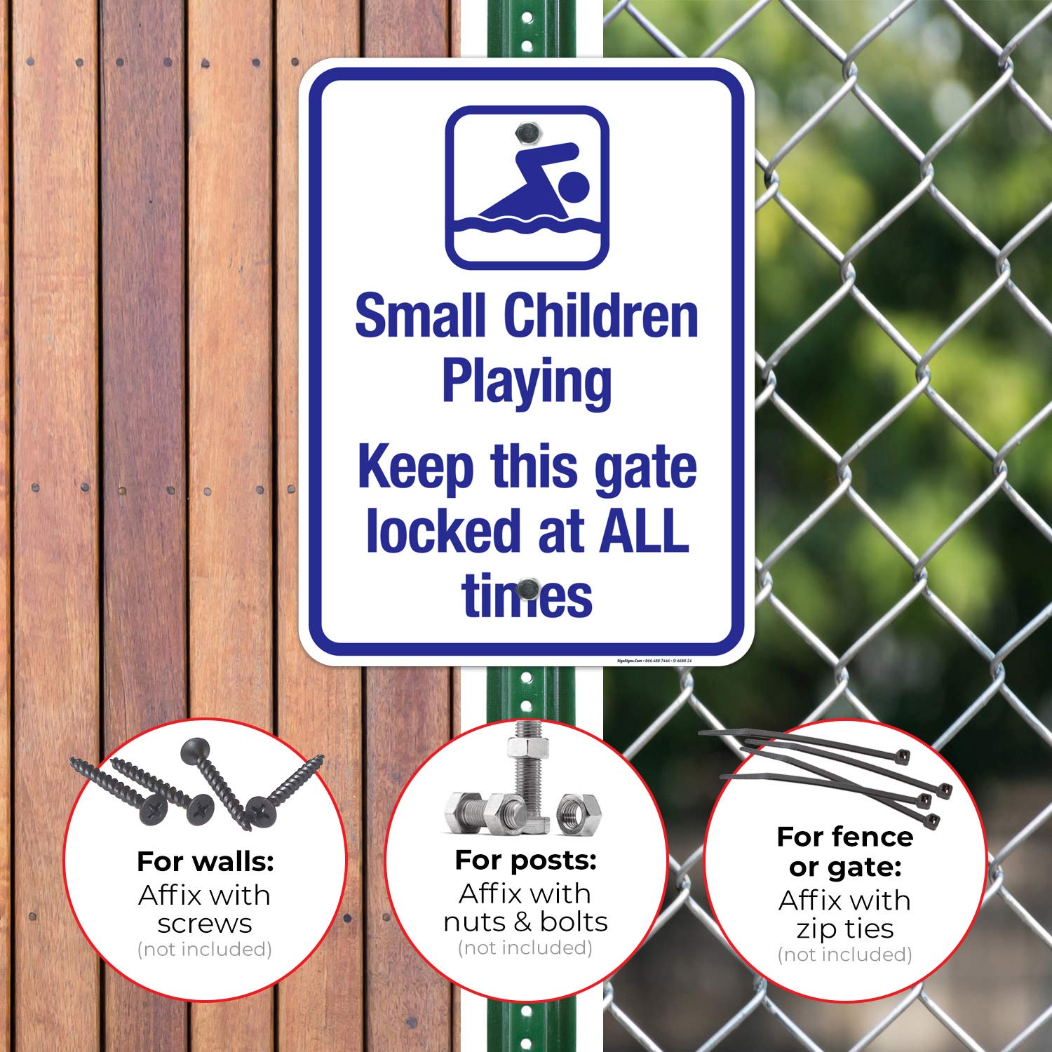 Child Safety Sign - Keep This Gate Locked at All Times - 18x24 Inch Rust-Free Aluminum Pool Warning Sign - Fade Resistant for Indoor/Outdoor Use - Made in USA by Sigo Signs - Perfect for Backyard Pools, Play Areas & Childproofing Homes