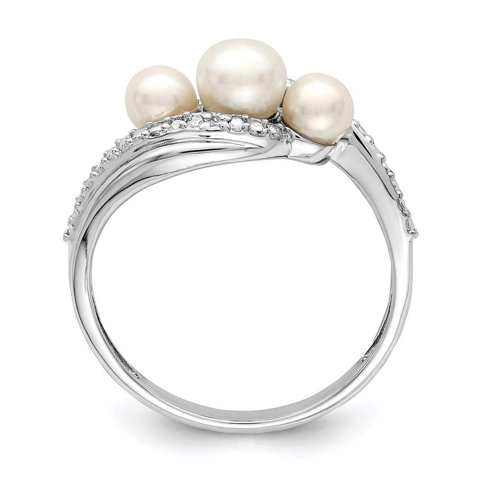 925 Sterling Silver Diamond & Freshwater Pearl Ring for Women - Elegant Fine Jewelry Gift for Her - Perfect for Anniversaries, Weddings & Special Occasions
