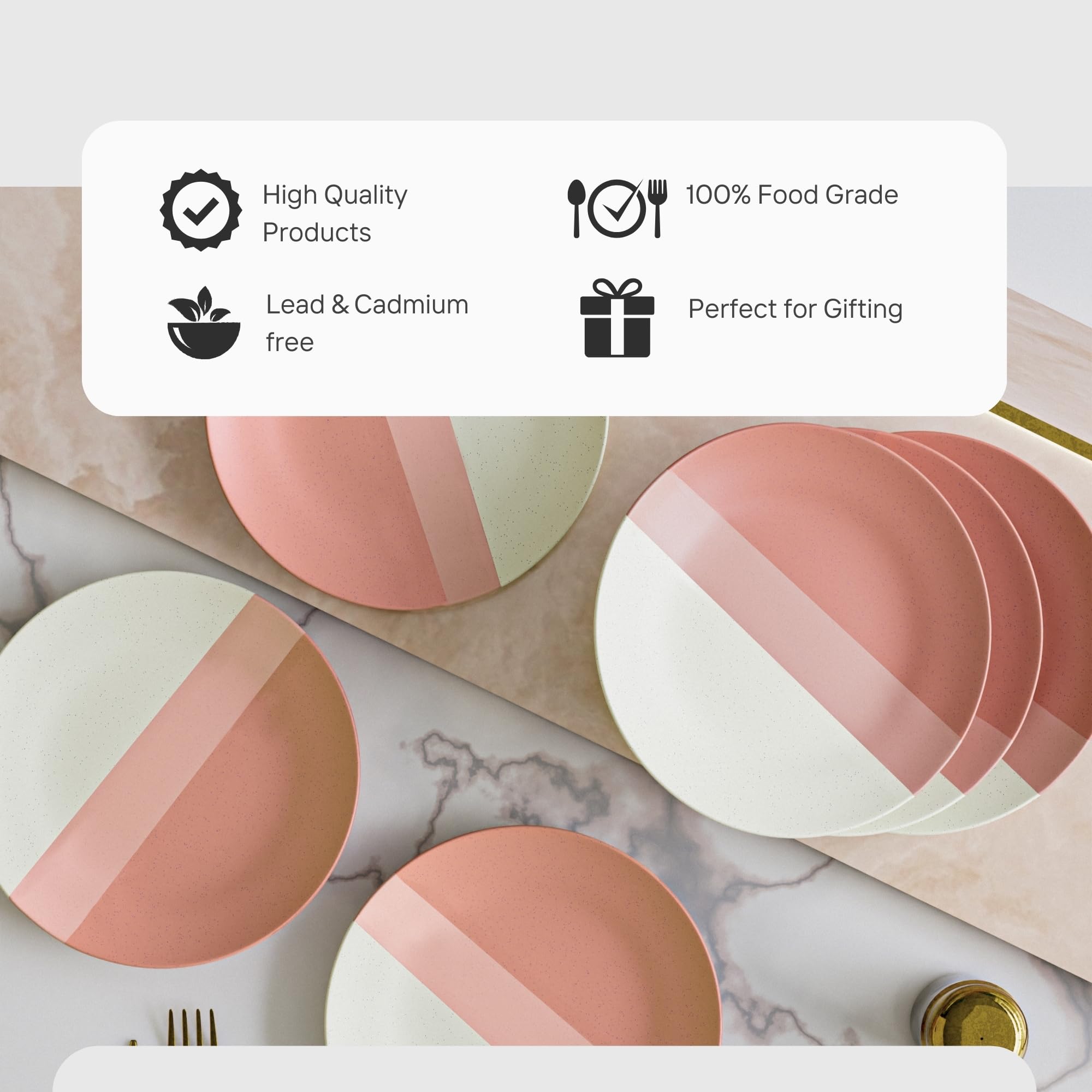 **Handcrafted 10.5-Inch Ceramic Dinner Plates Set of 6 - Pink Matte Finish | Microwave & Dishwasher Safe | Elegant Tableware for Restaurants, Weddings & Everyday Dining**