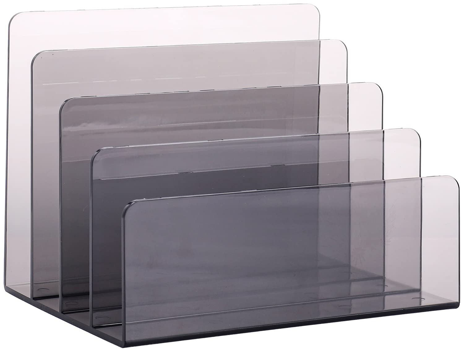 Sooyee 4-Compartment Acrylic File Organizer - Clear Black Desktop File Holder for Office Documents | Perfect for Desk Organization, Work Supplies & Office Decor