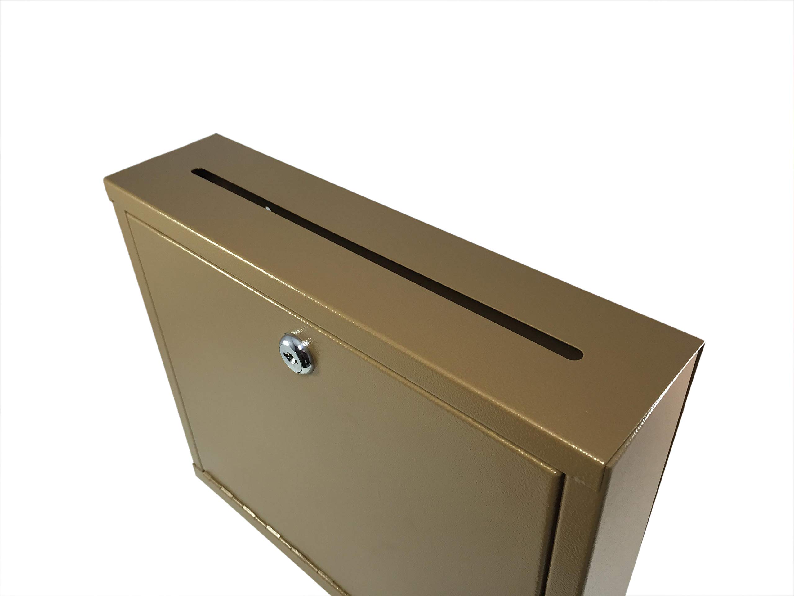 FixtureDisplays® Medium Wall Mountable Suggestion Box - Copper Donation Drop Box with Lock, Mail & Cash Slot - Perfect for Offices, Schools, Retail Stores & Public Spaces