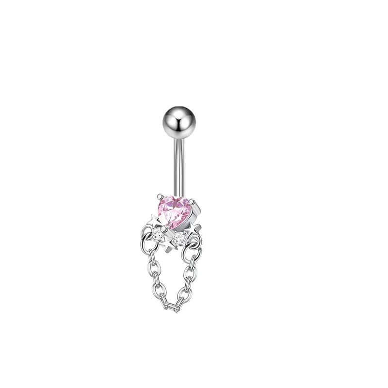 Angel Cupid Heart Bar Belly Button Rings - Surgical Steel Navel Piercing Jewelry for Women | Q0066 | Perfect for Summer Beach, Pool Parties & Body Jewelry Collection