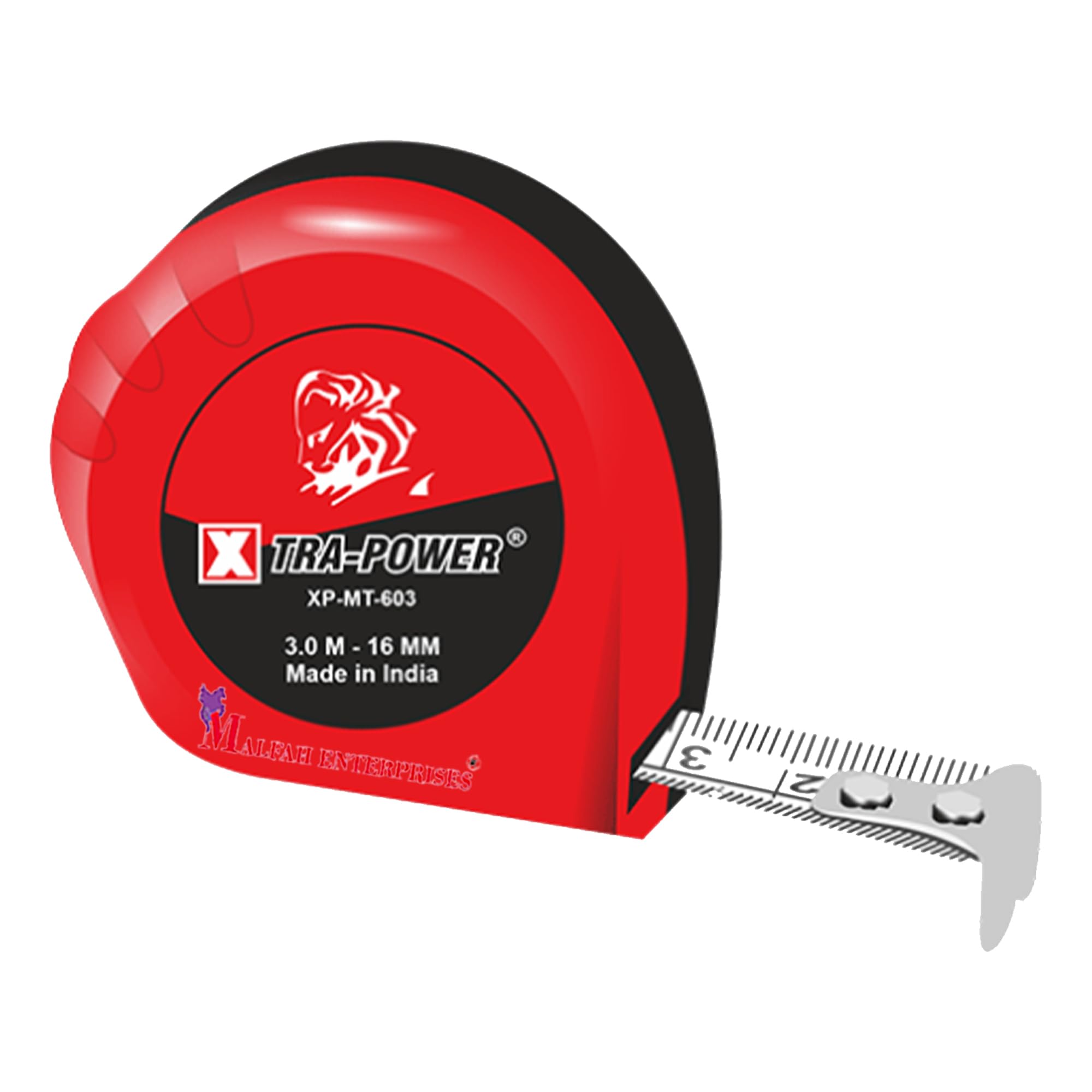 Malfah 3m Carbon Steel Measuring Tape with Belt Clip - Heavy Duty White Retractable Tape Measure for Construction, DIY, and Tailoring | Accurate & Durable Measuring Tool