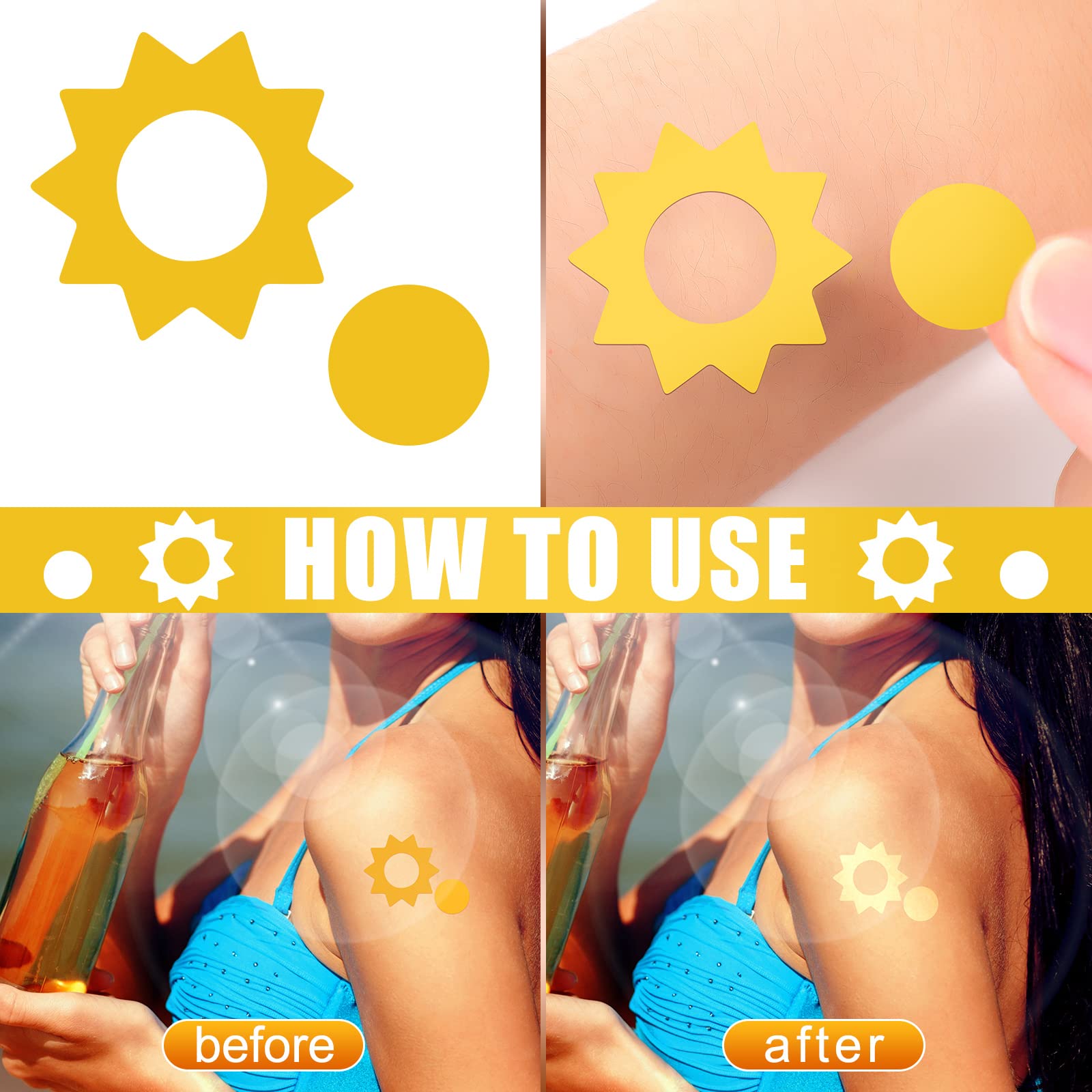 400 Pieces Tanning Bed Stickers - Heart & Funny Pattern Body Labels, Perforated Self-Adhesive Sun Stickers (1.2 x 0.8 Inches, 100/Roll) for Salon, Beach & UV Tanning Sessions