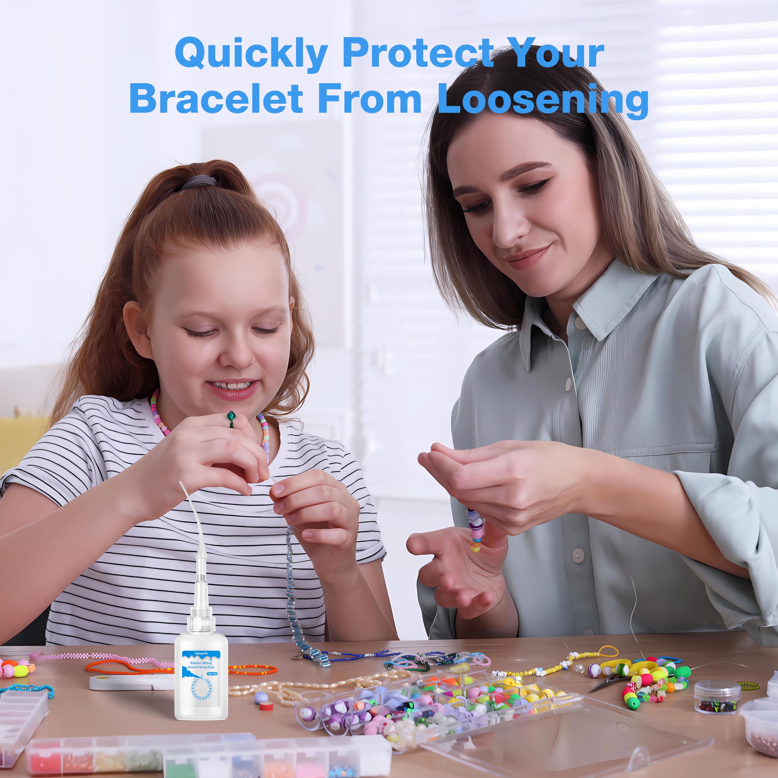 Stretchy Elastic Bracelet String for Jewelry Making - Professional Knot Fixing Drip to Keep Beaded Bracelets Secure - Clay Beads Jewelry Glue & DIY Craft Supplies (30g x 2) - Perfect for Handmade Bracelets, Beading Projects & Jewelry Repair