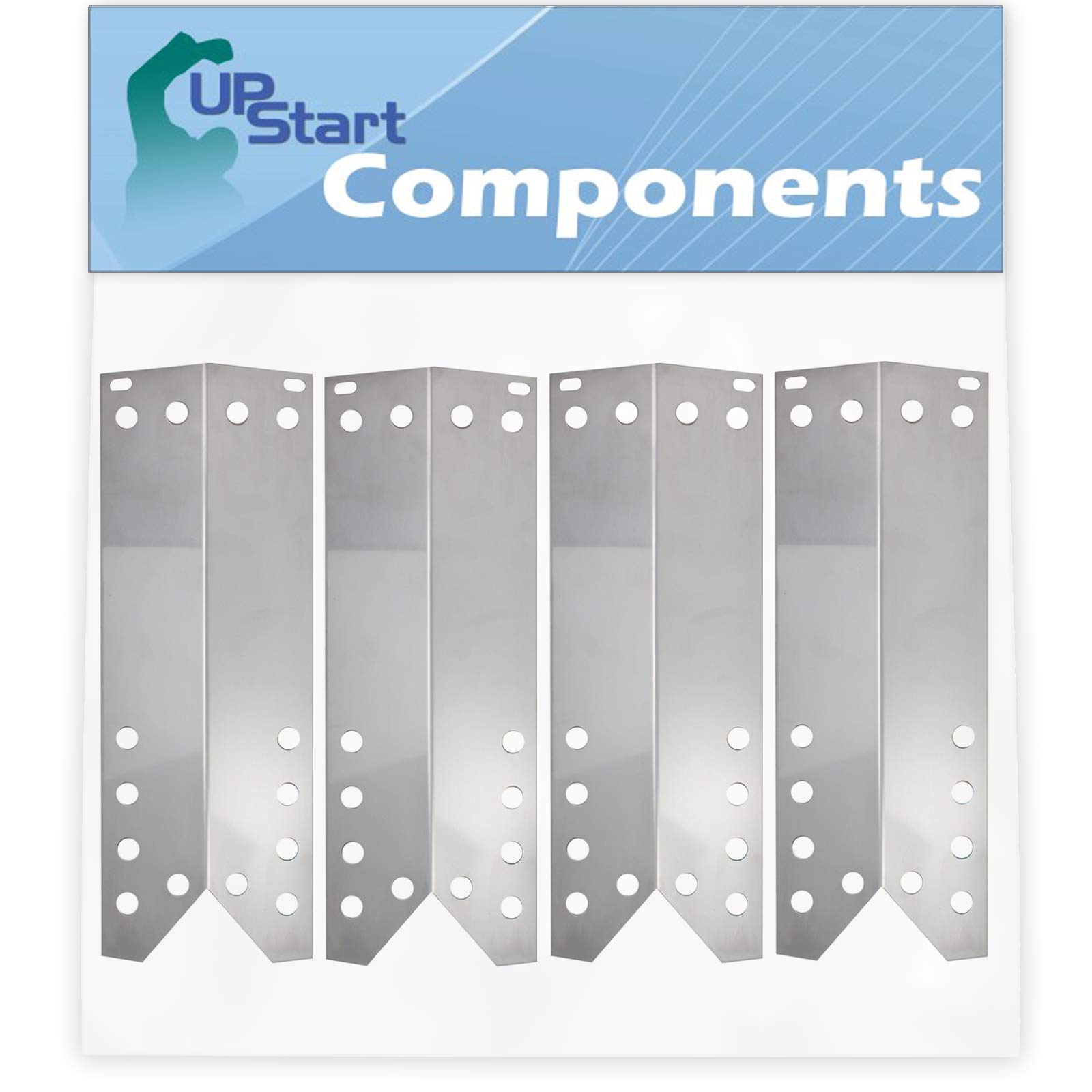 4-Pack Stainless Steel BBQ Grill Heat Shield Plates - Compatible with Nexgrill 720-0549, Replacement Flame Tamer, Guard & Deflector - 15 1/16