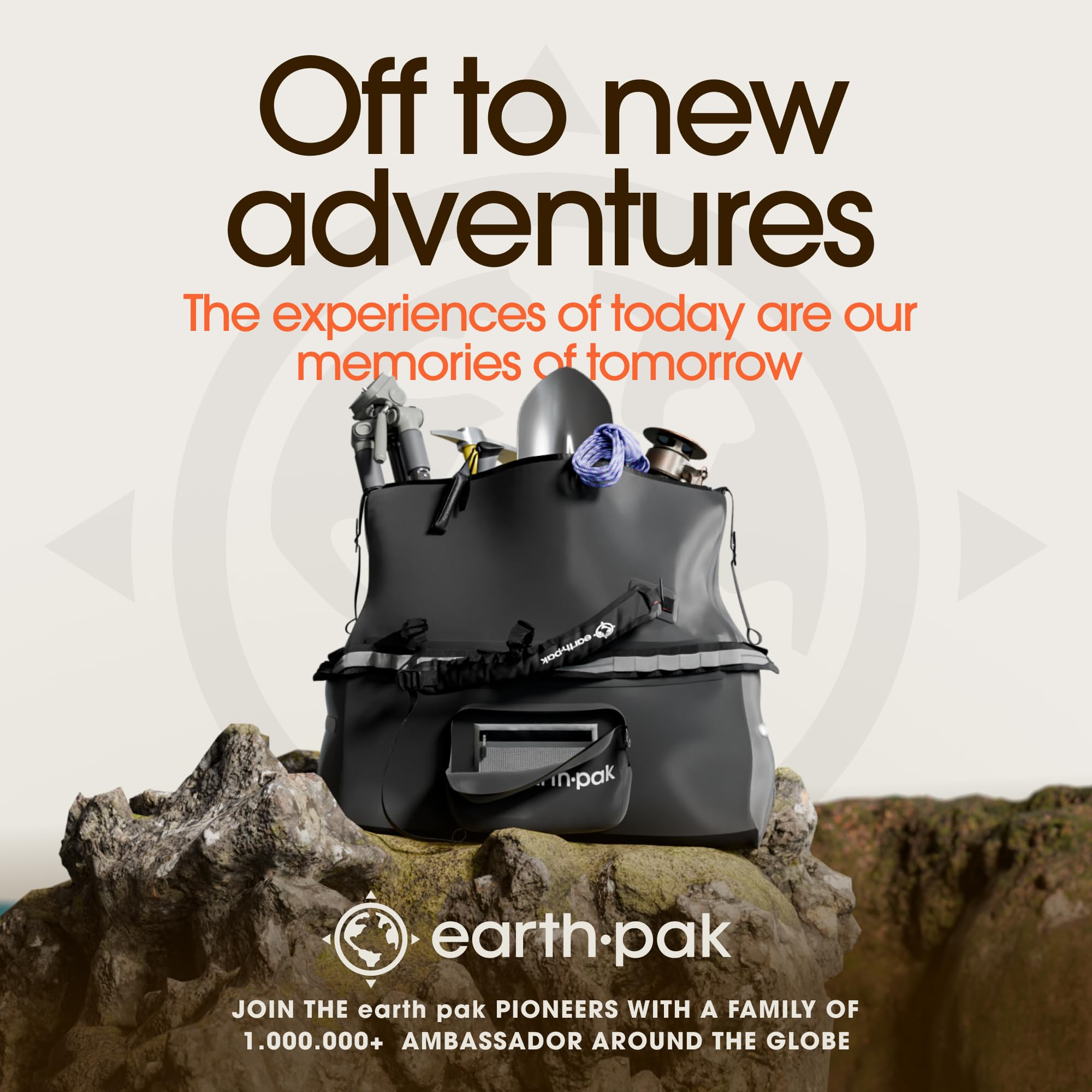 Earth Pak Waterproof Duffel Bag - Large 1680D TPU Heavy Duty Dry Bag for Camping, Kayaking & Boating - 8x8 Popout Pocket Marine Gear - Perfect for Outdoor Adventures, Travel & Water Sports