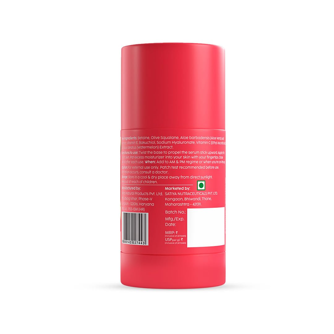 PLIX - THE PLANT FIX Watermelon Hydration Serum Stick (30g) | Instant & Long Lasting Moisturization | Lightweight Quick-Absorbing Face Moisturizer for Dry Skin | Perfect for Travel, Gym & Daily Skincare Routine