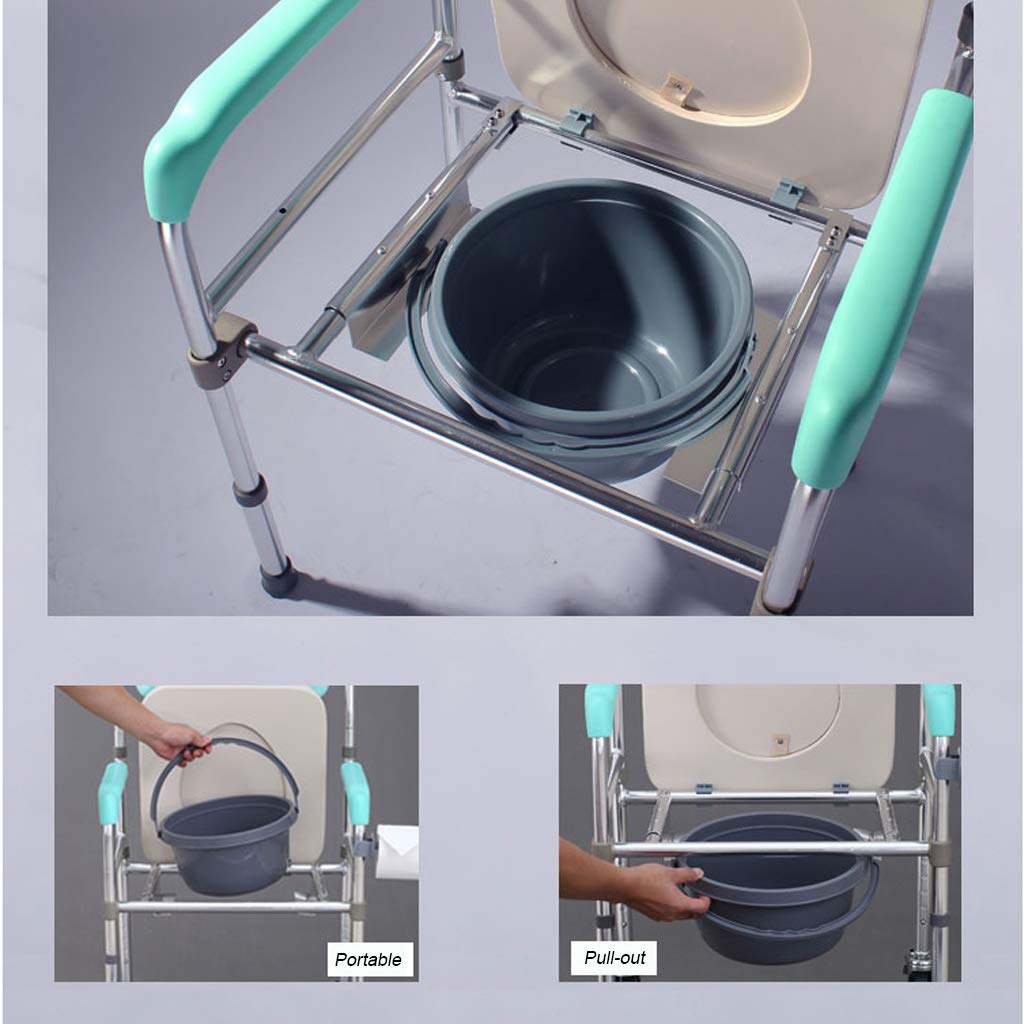Lightweight Folding Commode Chair with Padded Seat & Splash Guard - Bariatric Toilet Seat & Shower Bench for Elderly - Portable Bathroom Safety Aid for Homecare & Mobility Support - Ideal for Seniors, Post-Surgery Recovery & Disabled Users