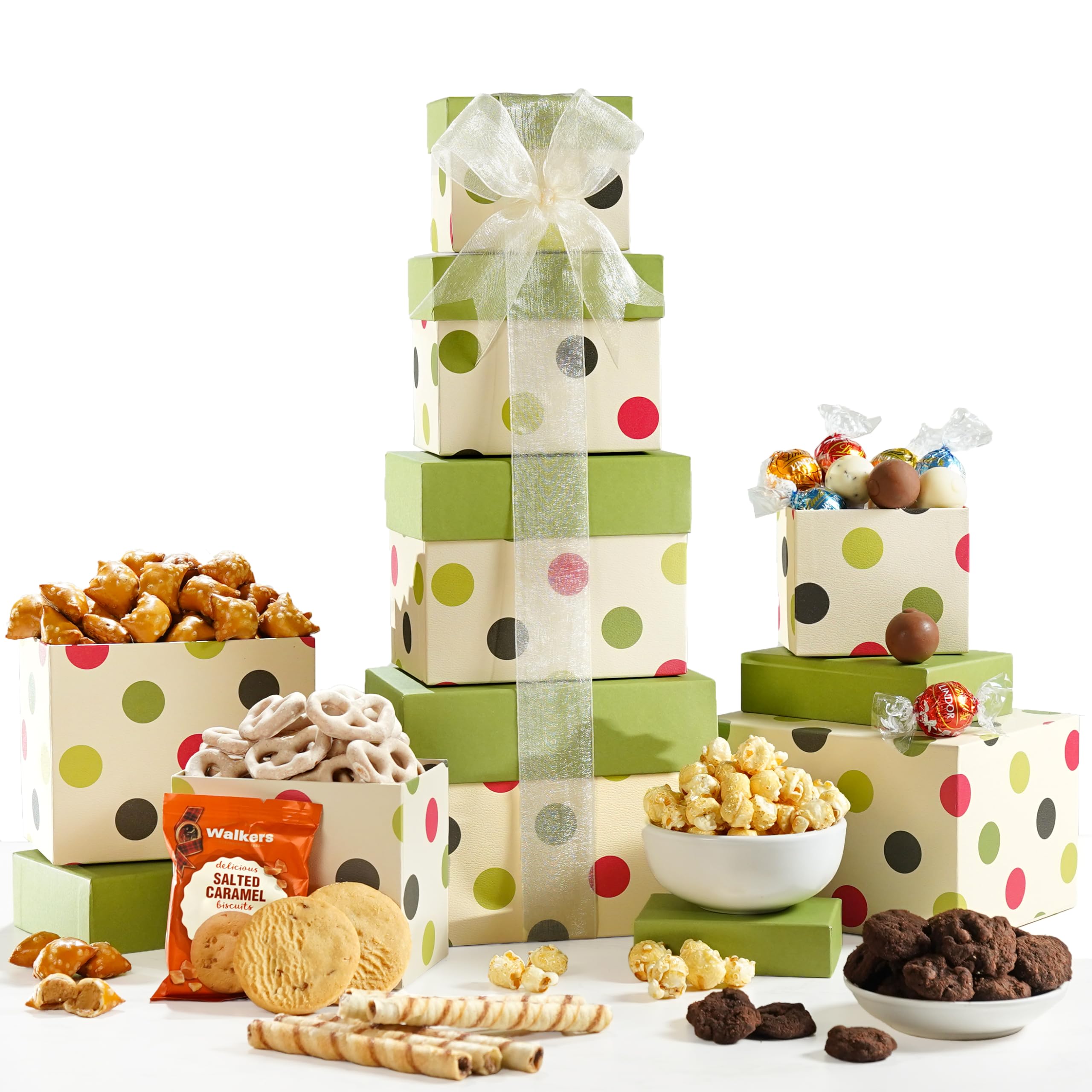 Premium Broadway Basketeers Gourmet Food Gift Basket Tower - Deluxe Snack Box for Women, Men, Families & College Students | Perfect for Birthday, Thank You, Corporate Gifts, Get Well Soon & Appreciation | Thoughtful Care Package Delivered Nationwide | Ideal for Office Celebrations, Housewarming Gifts & Holiday Presents