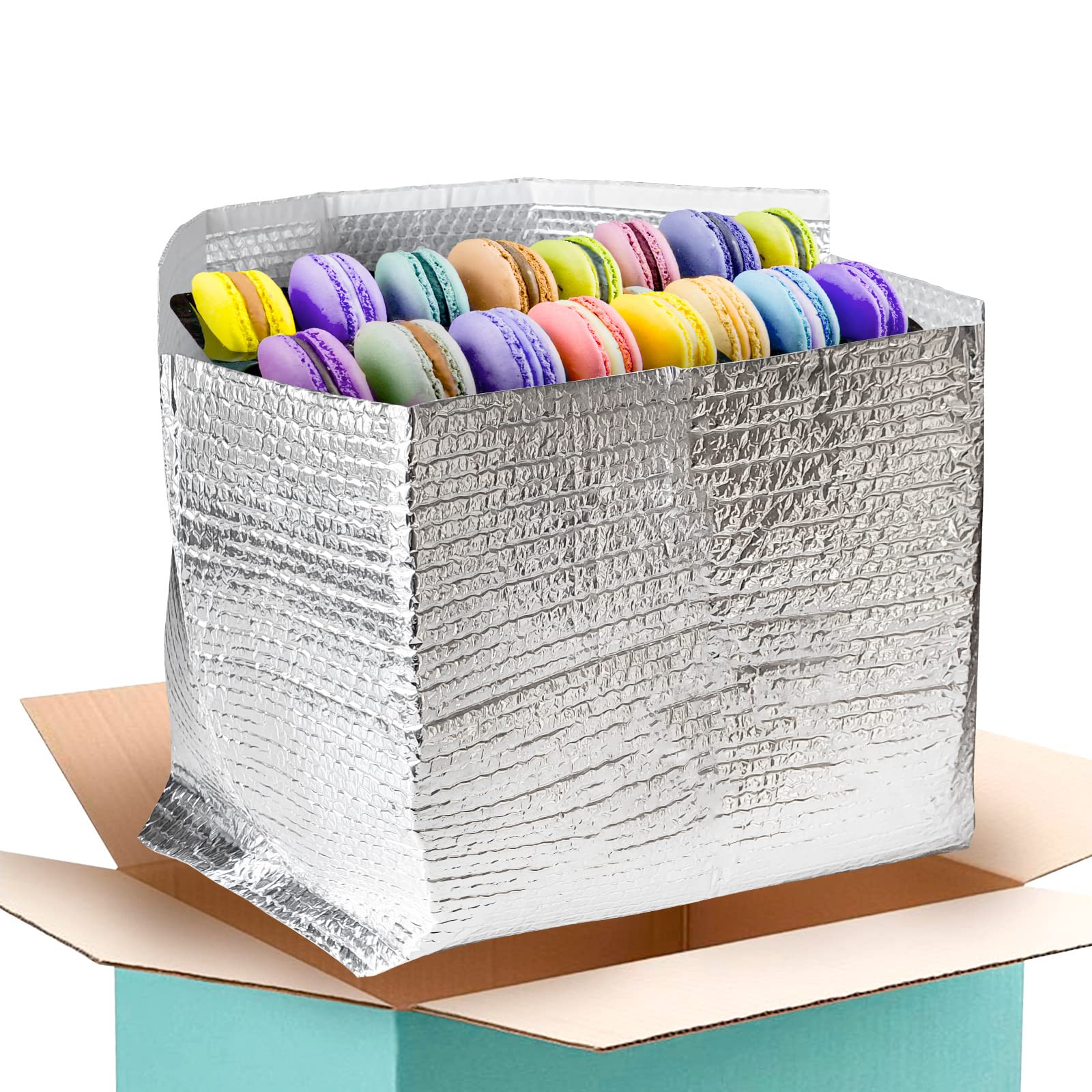 50 Pack 6x6x6 Inch AMZ Foil Insulated Box Liners - Double Layer Bubble Insulated Shipping Containers for Frozen Food, Fish, Meat & Groceries - Perfect for Cold Shipping, Meal Kits & Perishable Food Delivery