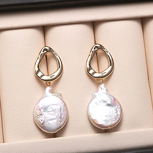 Y2K Pearl Hoop Drop Earrings for Women - Hypoallergenic Dangle Baroque Pearl Earrings | Elegant Jewelry Gift for Girls, Party & Everyday Wear