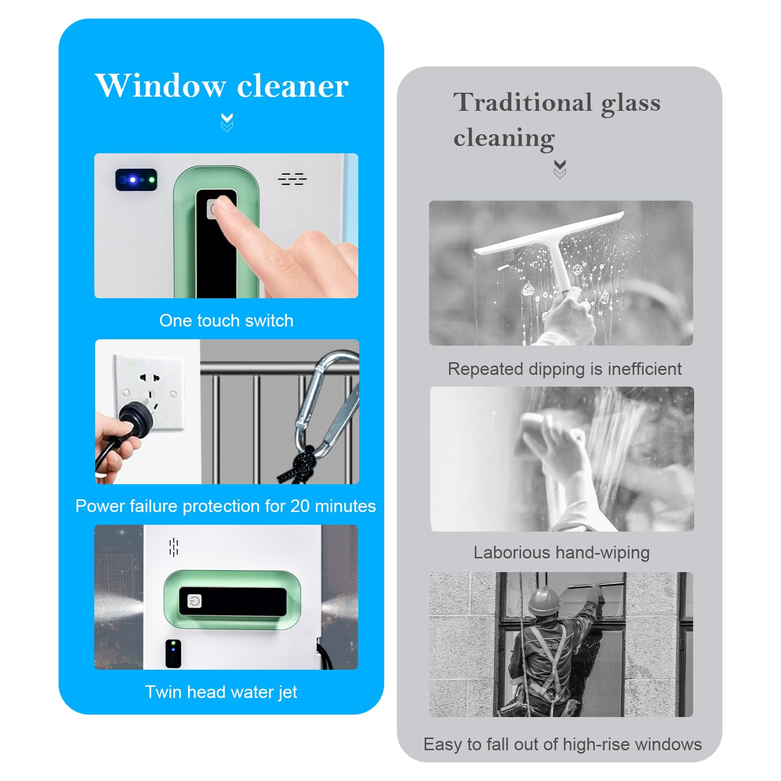 Ultra-Thin 5600PA Window Cleaning Robot with Auto Dual Two-Way Water Jet - Smart Automatic Glass Cleaner for Windows, Tiles & Glass Doors - Perfect for Indoor Home & Office Cleaning