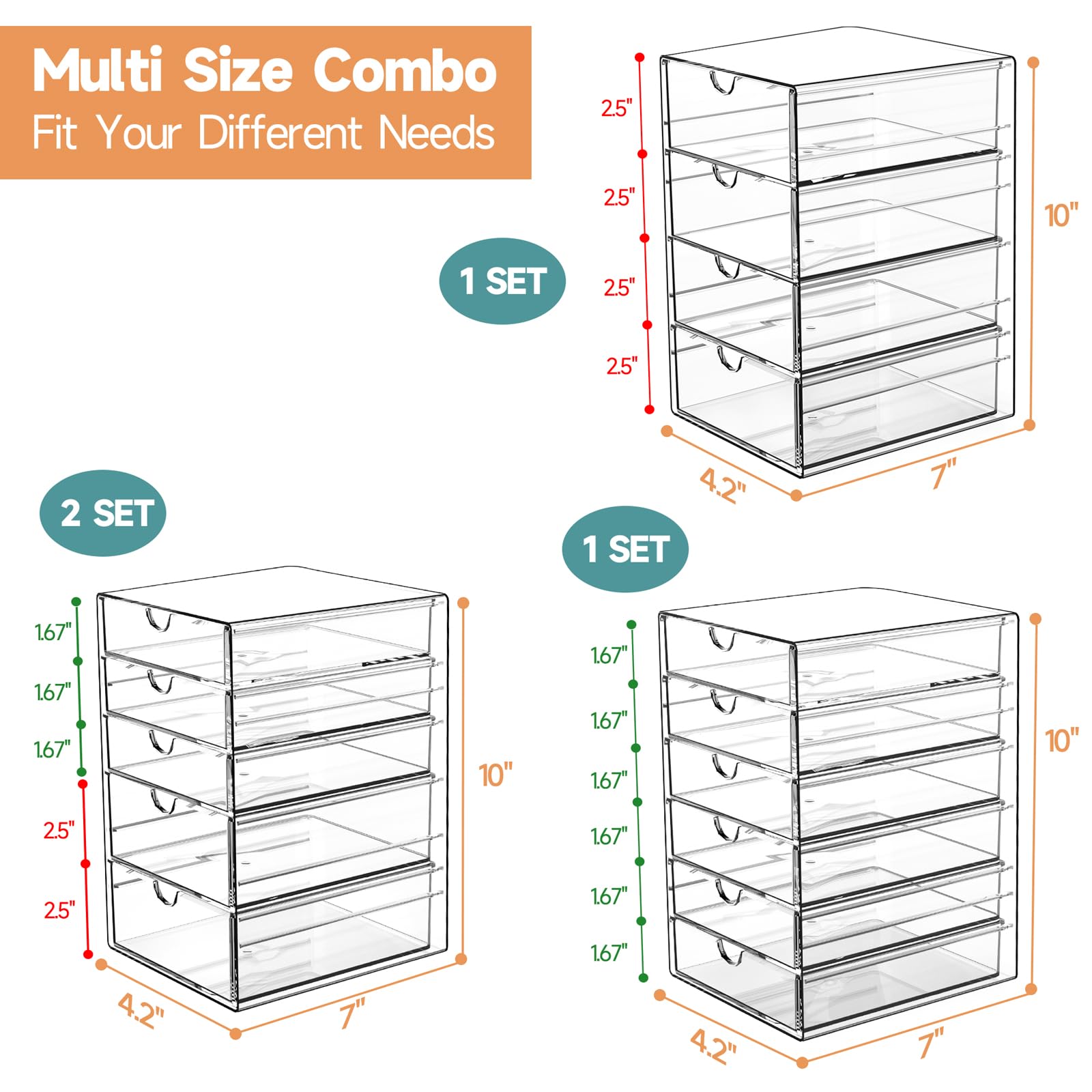 20-Drawer Acrylic Makeup Storage Organizer Set - Dustproof Desktop Drawer for Cosmetics, Jewelry, Pens & Office Supplies | Perfect for Vanity, Bathroom, Bedroom & Workspace Organization