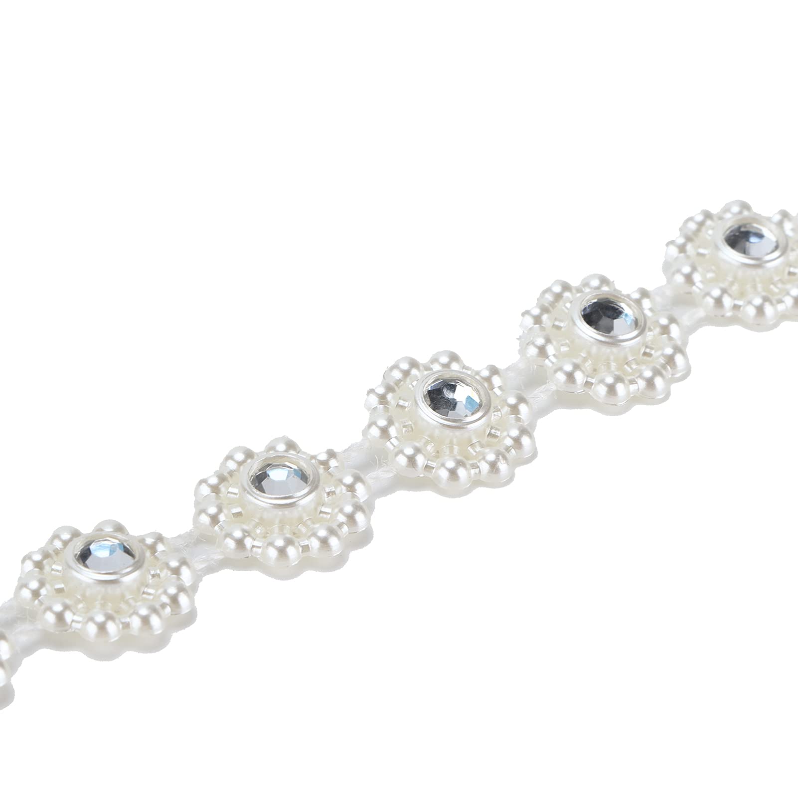 Elegant Off-White Pearl & Rhinestone Applique - Handmade Craft Embellishment for DIY, Wedding Decor, Gift Wrapping & Fashion Accessories
