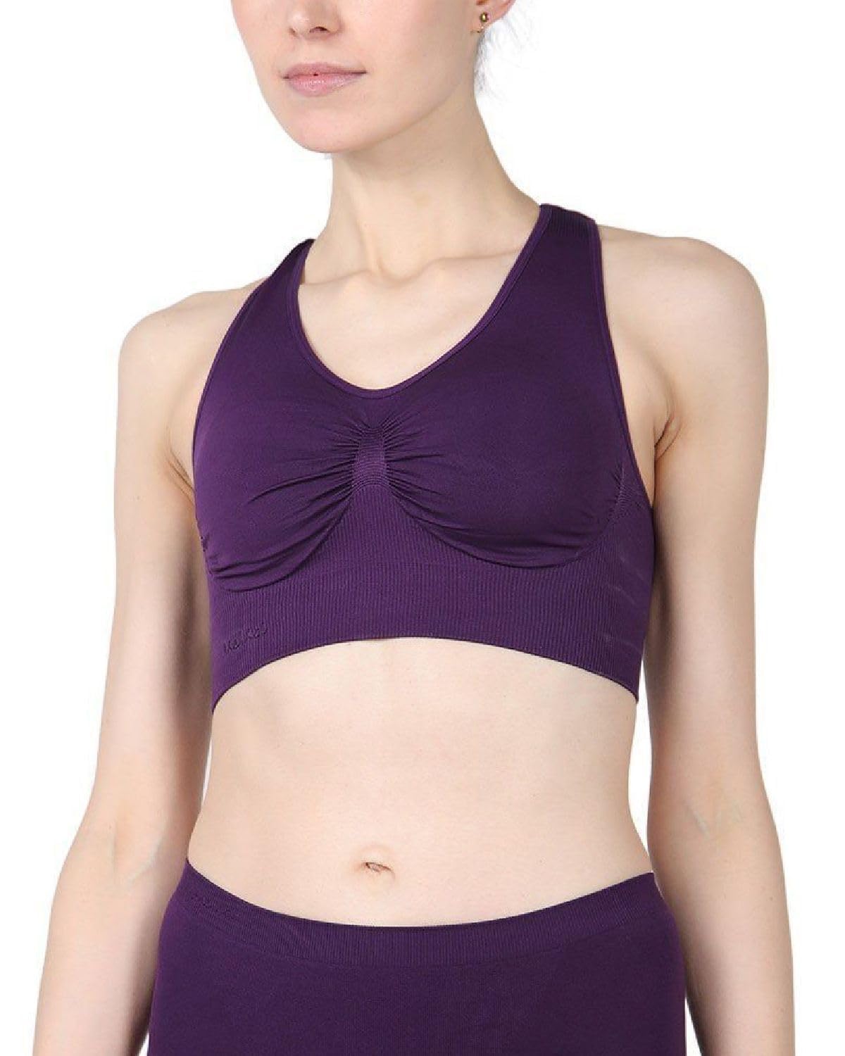 SlimMe Women's Seamless Racerback Sports Bra - Comfortable Compression Workout Bra for Yoga, Running & Gym - Sizes Small to Q2