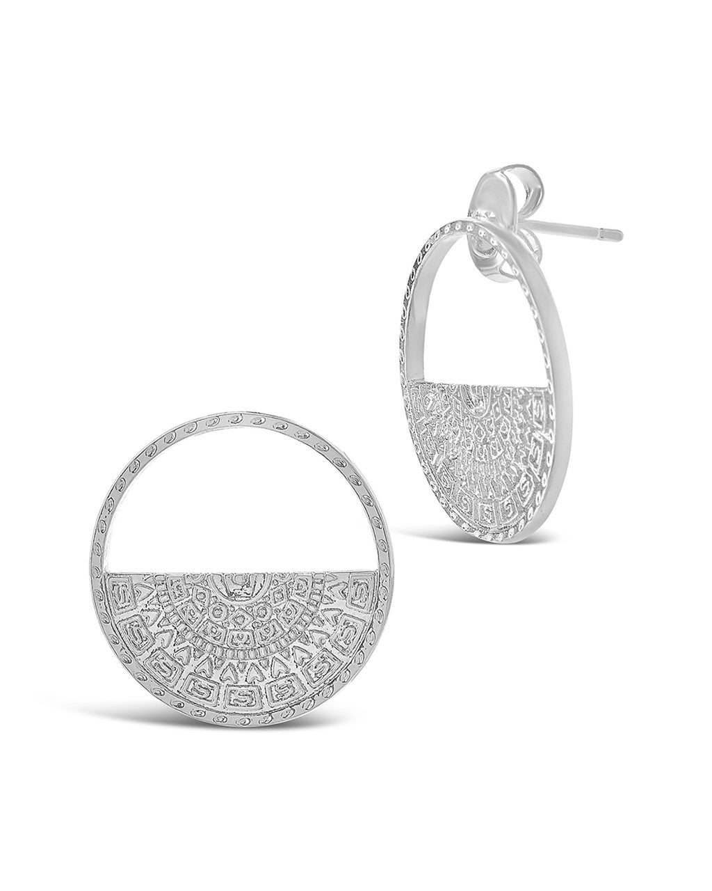 Stylish Medallion Half Circle Stud Earrings for Women - Trendy Gold & Silver Fashion Jewelry - Perfect for Parties, Weddings & Everyday Wear