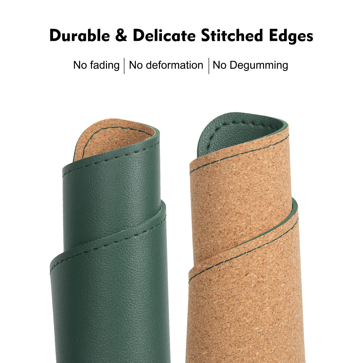 Premium Double-Sided Leather & Wood Mouse Pad with Stitched Edges - Non-Slip Desk Mat for Laptop, PC & Office Use - Includes Coaster (8x11 Inch, Blackish Green) by EAGZFFI - Perfect for Home Office, Gaming & Workspace Setup