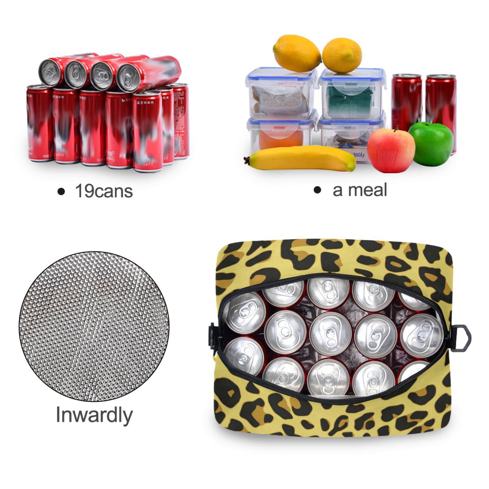Cheetah Print Insulated Lunch Bag - Reusable Leakproof Cooler Tote for Women & Men with Adjustable Shoulder Strap | Perfect for Work, School, Picnic, Camping & Outdoor Activities
