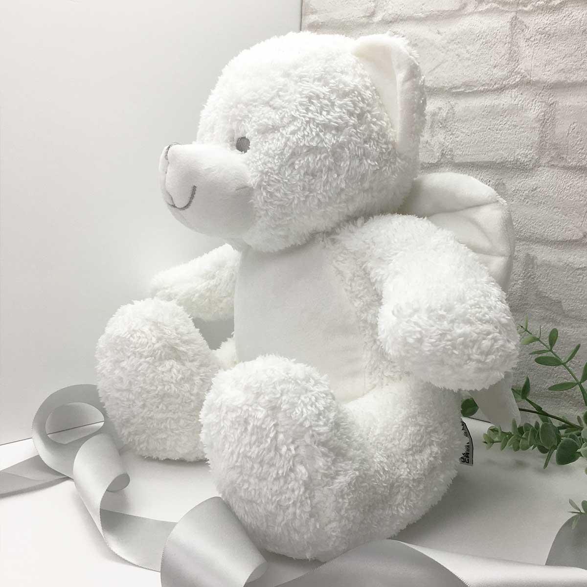 Personalized Photo Memory Bear with White Angel Wings - Custom Keepsake Gift for Baby, Kids & Loved Ones | Perfect for Birthdays, Anniversaries & Memorials
