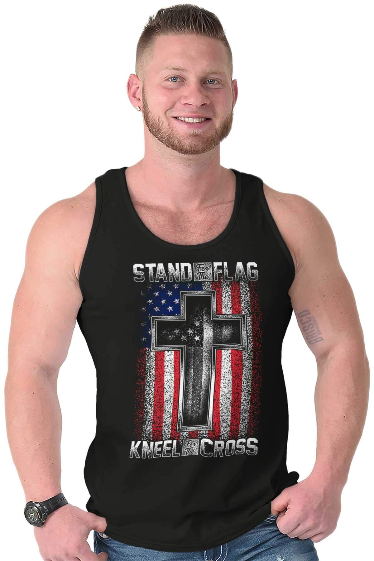 Stand for Flag Kneel The Cross Tank Top T-Shirt for Men & Women - Patriotic Casual Wear for Outdoor Events & Everyday Comfort