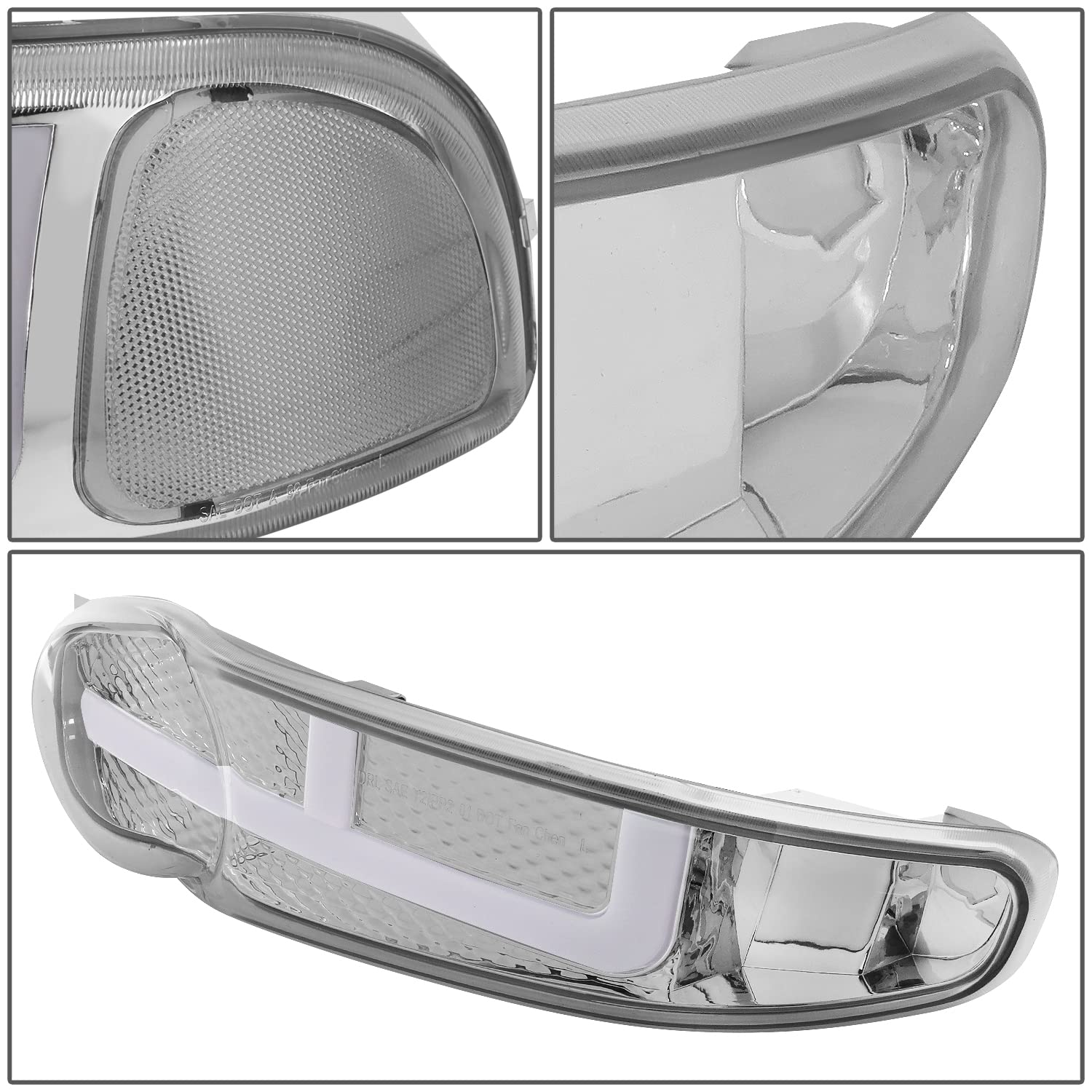 DNA MOTORING HL-LB4 Chrome Headlights for 02-06 GMC Sierra 1500 Denali - Clear Reflector Upgrade for Night Driving