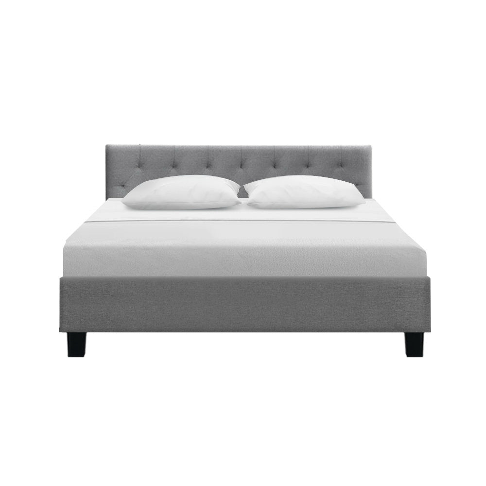 Hyams Queen Bed Frame with Wooden Slats - Sturdy Grey Metal Platform Bed for Bedroom, Guest Room, or Dorm | Easy Assembly & Noise-Free Design
