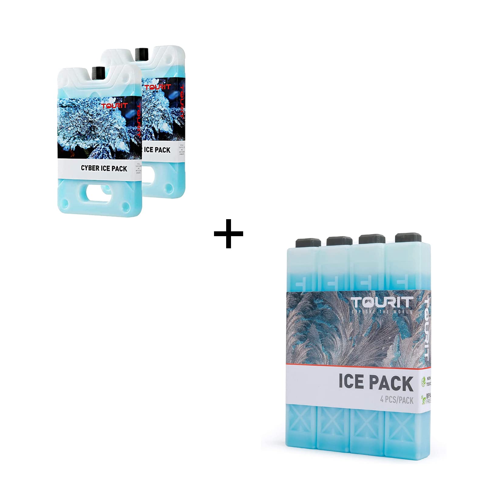 TOURIT Reusable Ice Packs for Lunch Bags - 6 Small Gel Ice Packs for Coolers, Picnics, School Lunches & Meal Prep - Flexible Freezer Packs Keep Food Fresh