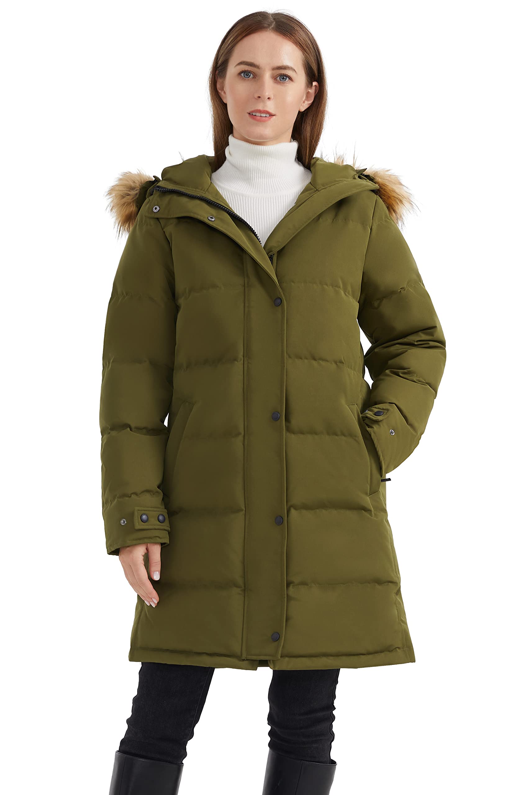 Orolay Women's Thickened Down Coat with Adjustable Hood - Warm Winter Jacket for Cold Weather, Windproof & Water-Resistant - Perfect for Snowboarding, Skiing & Outdoor Activities