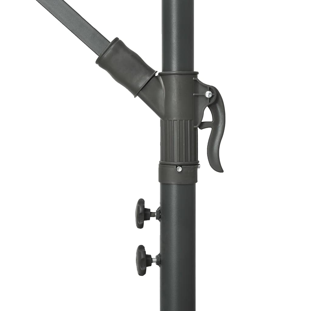 SKM 10ft Cantilever Umbrella with LED Lights - Heavy Duty Steel Pole Outdoor Patio Umbrella - 360° Rotating Sun Shade for Garden, Poolside & Backyard (Azure Blue)