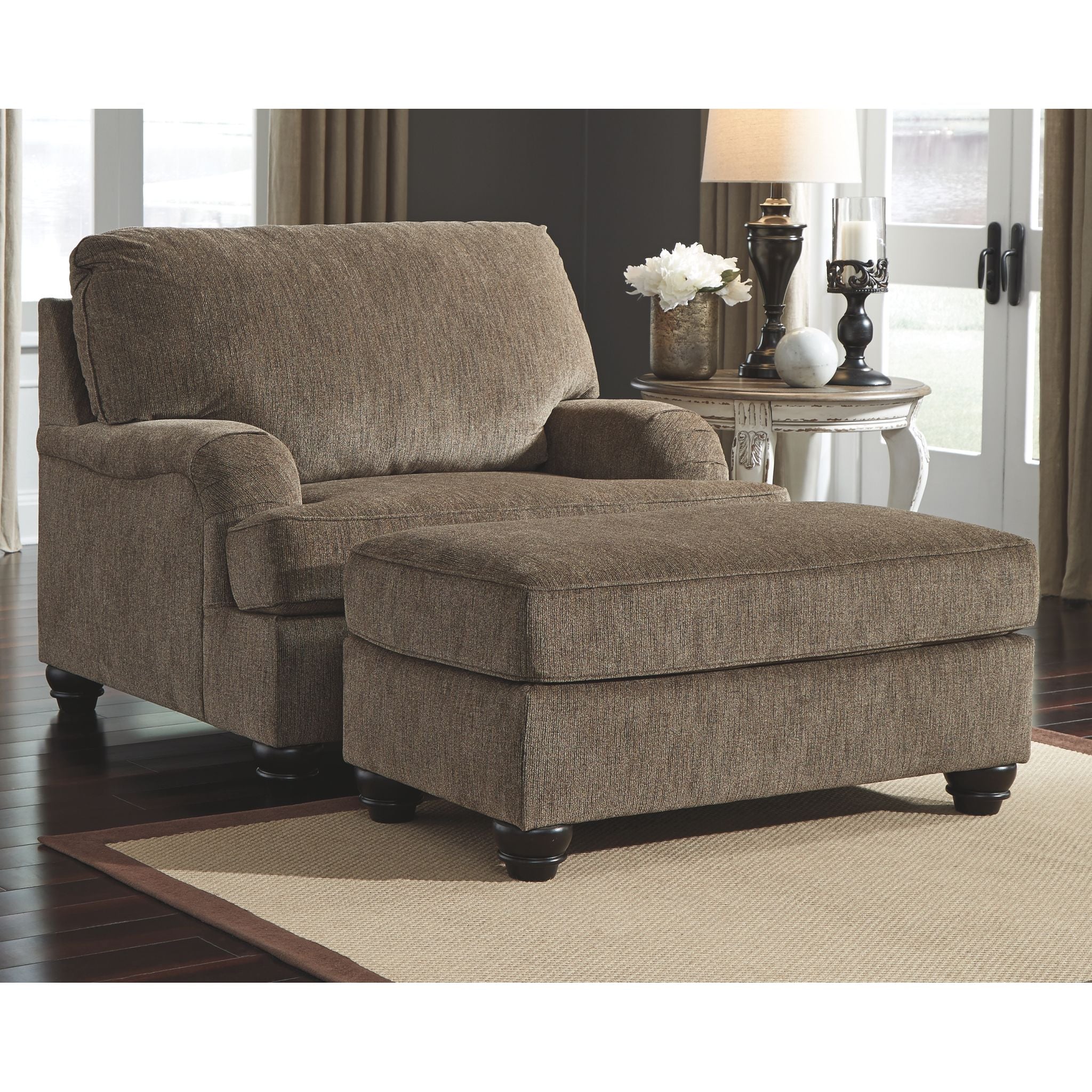 Braemar Ottoman - Brown Leather Storage Footrest with Tufted Design for Living Room, Bedroom & Office - Perfect for Extra Seating & Home Decor