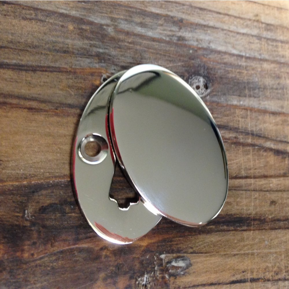 Polished Nickel Oval Covered Escutcheon - Premium Door Plate for Home & Office - Perfect for Bathroom, Bedroom, and Cabinet Hardware Installation
