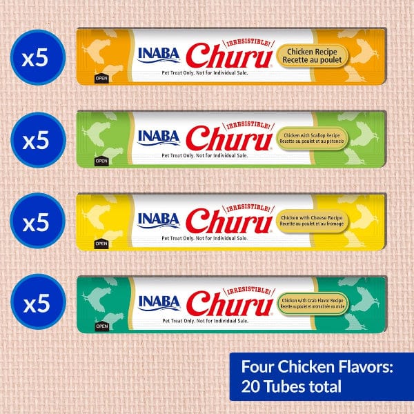Inaba Churu Chicken Recipe Creamy Puree Cat Treats Variety Pack - Delicious & Healthy Snacks for Cats, Kittens & Senior Cats - Perfect for Training, Bonding & Rewarding Your Feline Friend