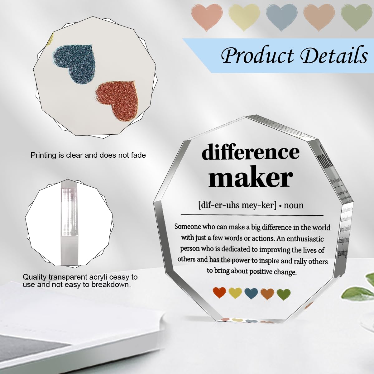 Difference Maker Gifts - Inspirational Thank You Present for Leaders, Bosses, Moms, Mentors, Coaches & Teachers - Motivational Office Desk Decor Plaque with Quote - Perfect for Appreciation Gifts, Coworker Recognition & Home Office Decor