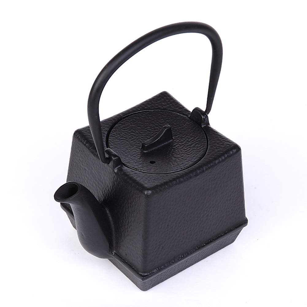 Premium Cast Iron Teapot with Removable Stainless Steel Filter - 700ml Square Tetsubin Tea Kettle for Loose Leaf Tea | Ceramic Lined Black Teapot | Perfect Gift for Tea Lovers & Ideal for Home, Office or Tea Ceremonies