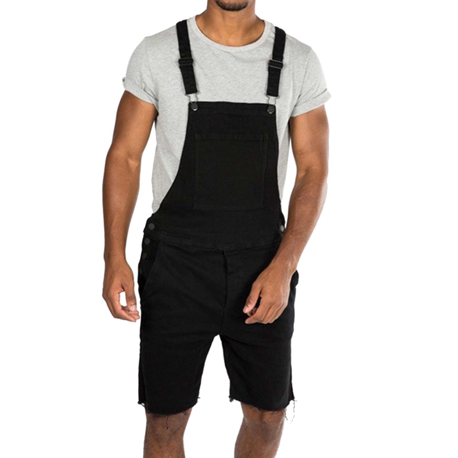 Stylish Men's Denim Overalls with Multiple Pockets - Rip-Resistant Work Jumpsuit & Casual Cargo Jeans for Outdoor Activities, DIY Projects, and Everyday Wear