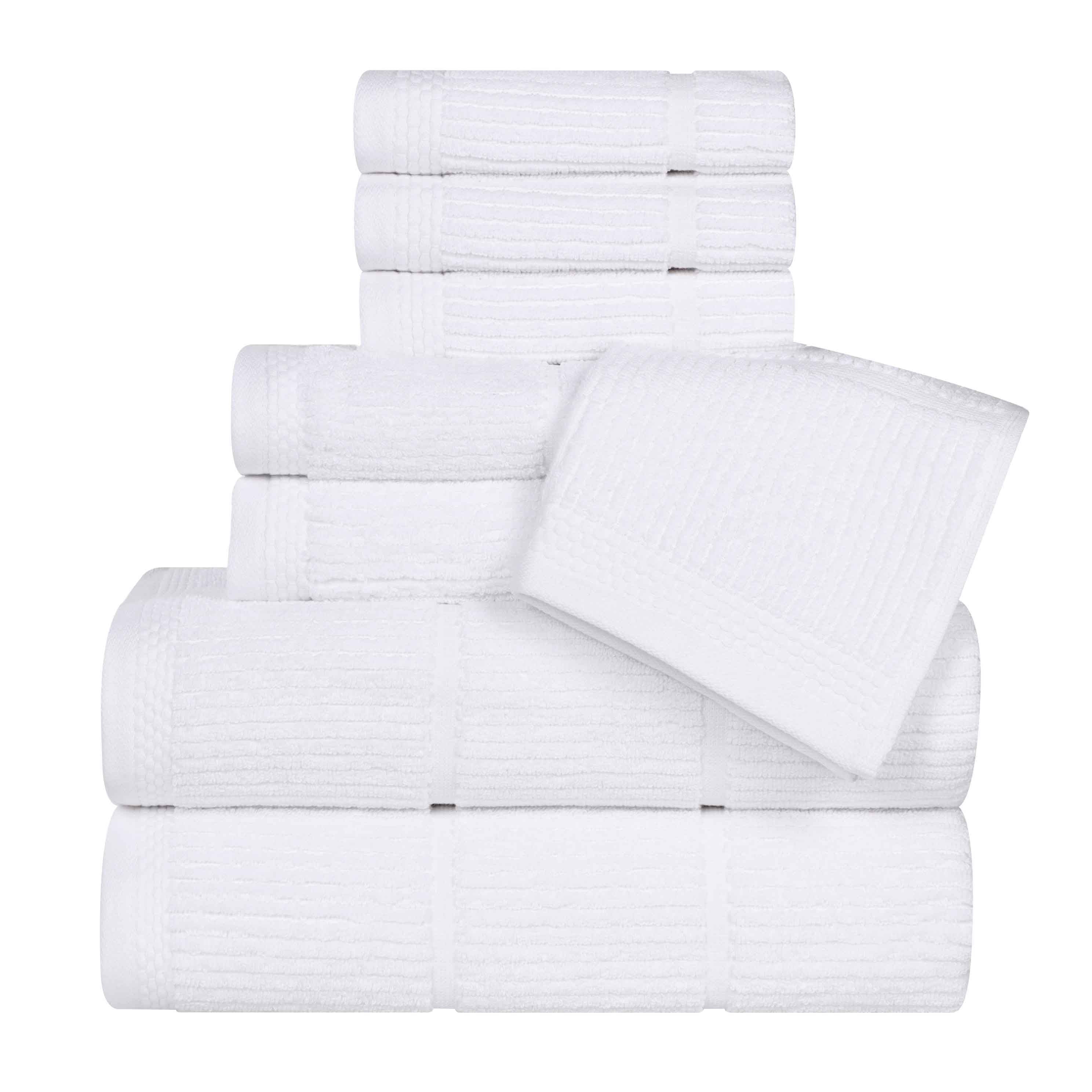 Milo Smart Twist Cotton 8-Piece Towel Set - Soft, Absorbent & Durable Bath Towels for Home, Gym, Spa & Travel - Ribbed Design for Enhanced Comfort