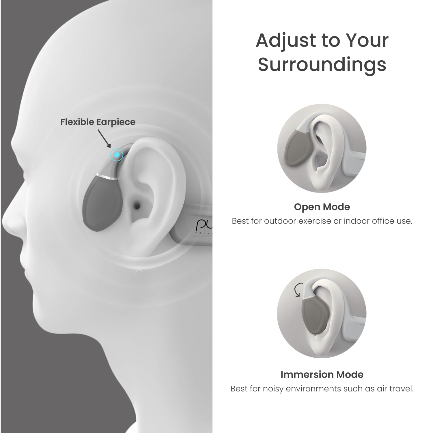 Puro Sound Labs PuroFree Open-Ear Bone Conduction Bluetooth 5.3 Headphones - Sweatproof Wireless Sport Earbuds with Built-in Mic for Running, Cycling & Outdoor Activities
