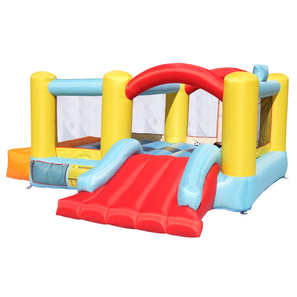 Inflatable Bounce House with Basketball Hoop, Ball & Slide - Kids Outdoor Play Equipment for Birthday Parties, Backyard Fun & Summer Activities