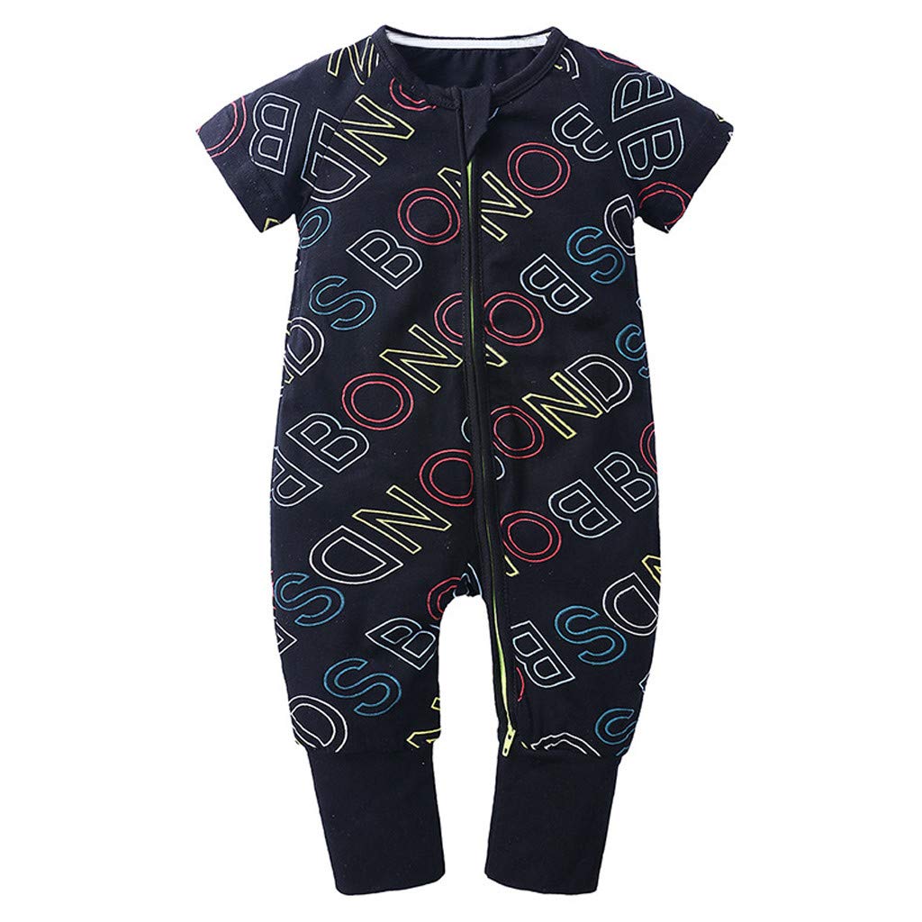 FIN86 Newborn Baby Romper Jumpsuit - Cute Cartoon Letter Print Outfits for Infant Boys & Girls (0-24 Months) - Perfect for Photoshoots, Playdates & Everyday Wear