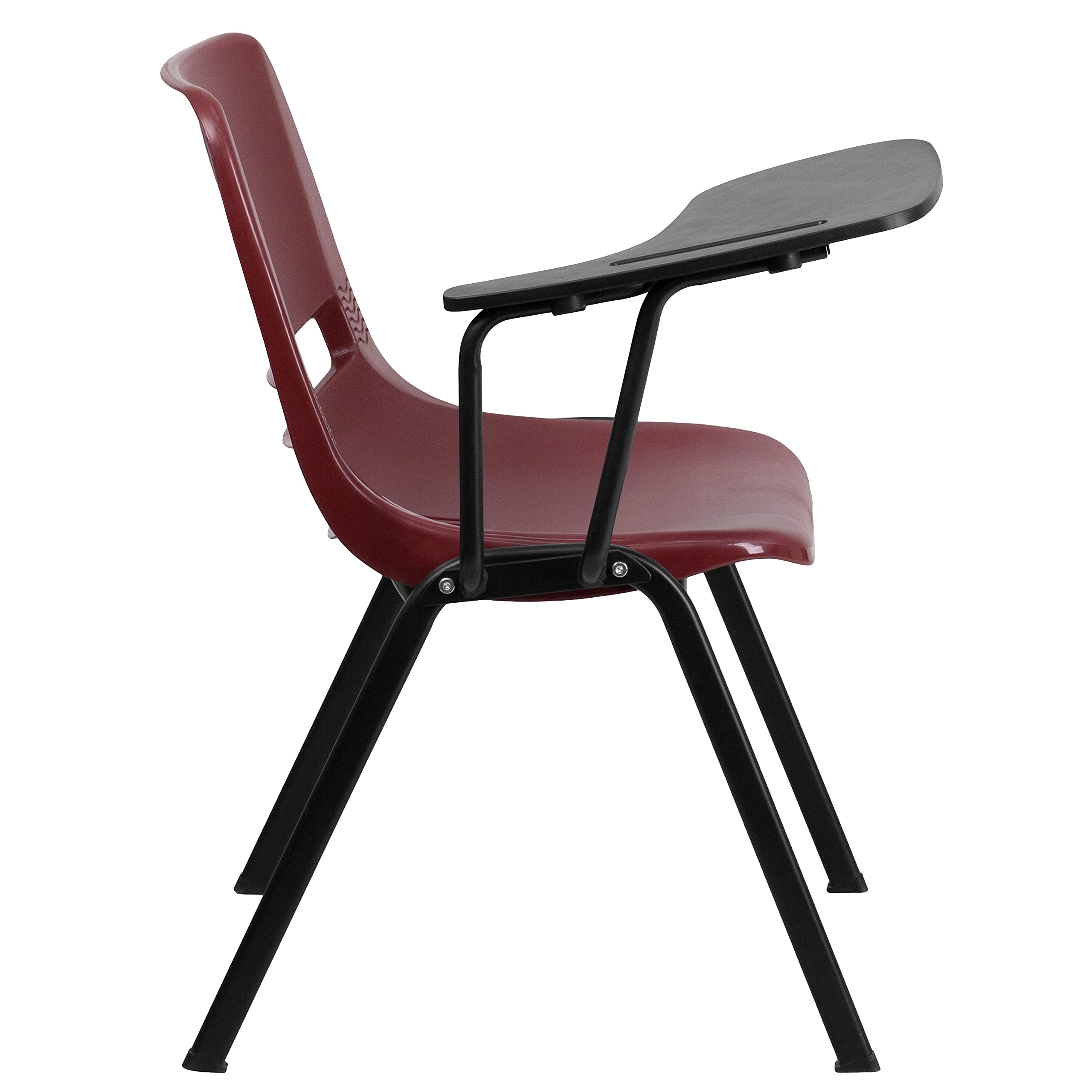 5 Pack Burgundy Ergonomic Shell Chair with Right Handed Flip-Up Tablet Arm - Comfortable Office & Conference Room Seating for Work & Study