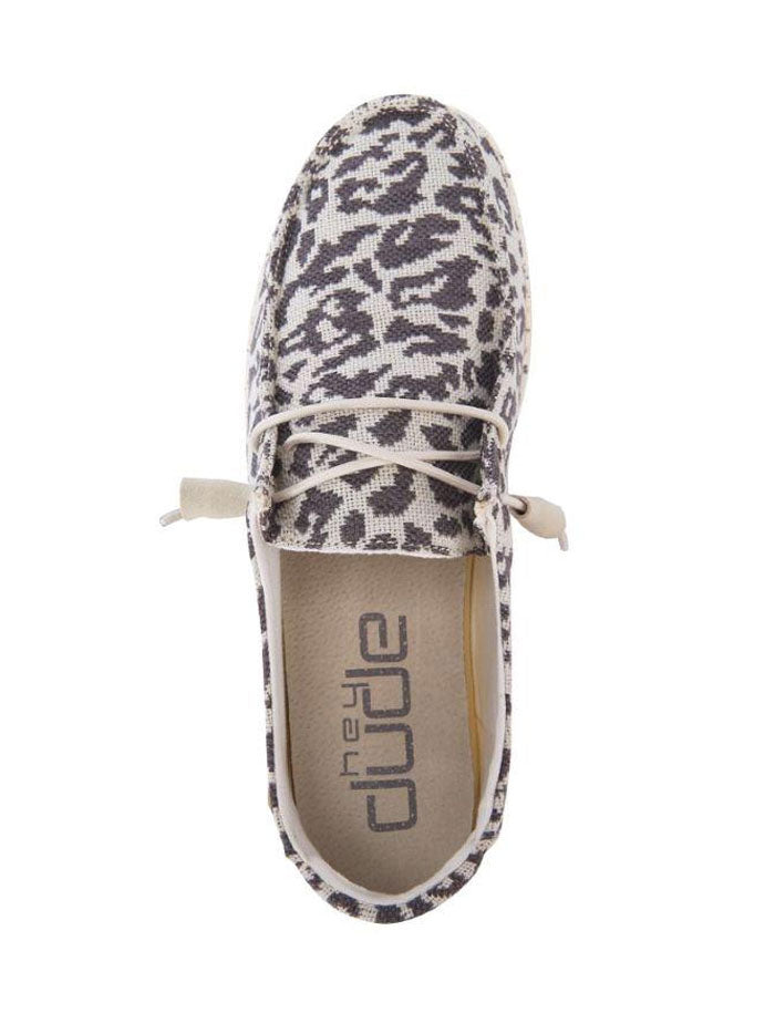 Hey Dude Women's Wendy Wooven Shoes - Cheetah Grey - Size 7 | Comfortable & Lightweight Casual Loafers for Walking, Travel & Everyday Wear
