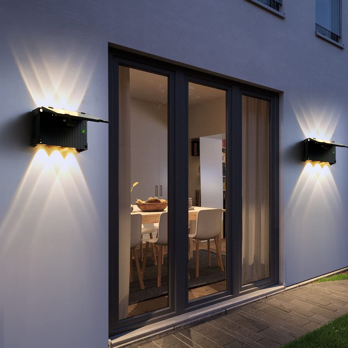 Solar Powered Outdoor Wall Lights - Waterproof IP65, LED with Reflector, 3 Lighting Modes - Perfect for Garden, Patio, Pathway, and Backyard Illumination