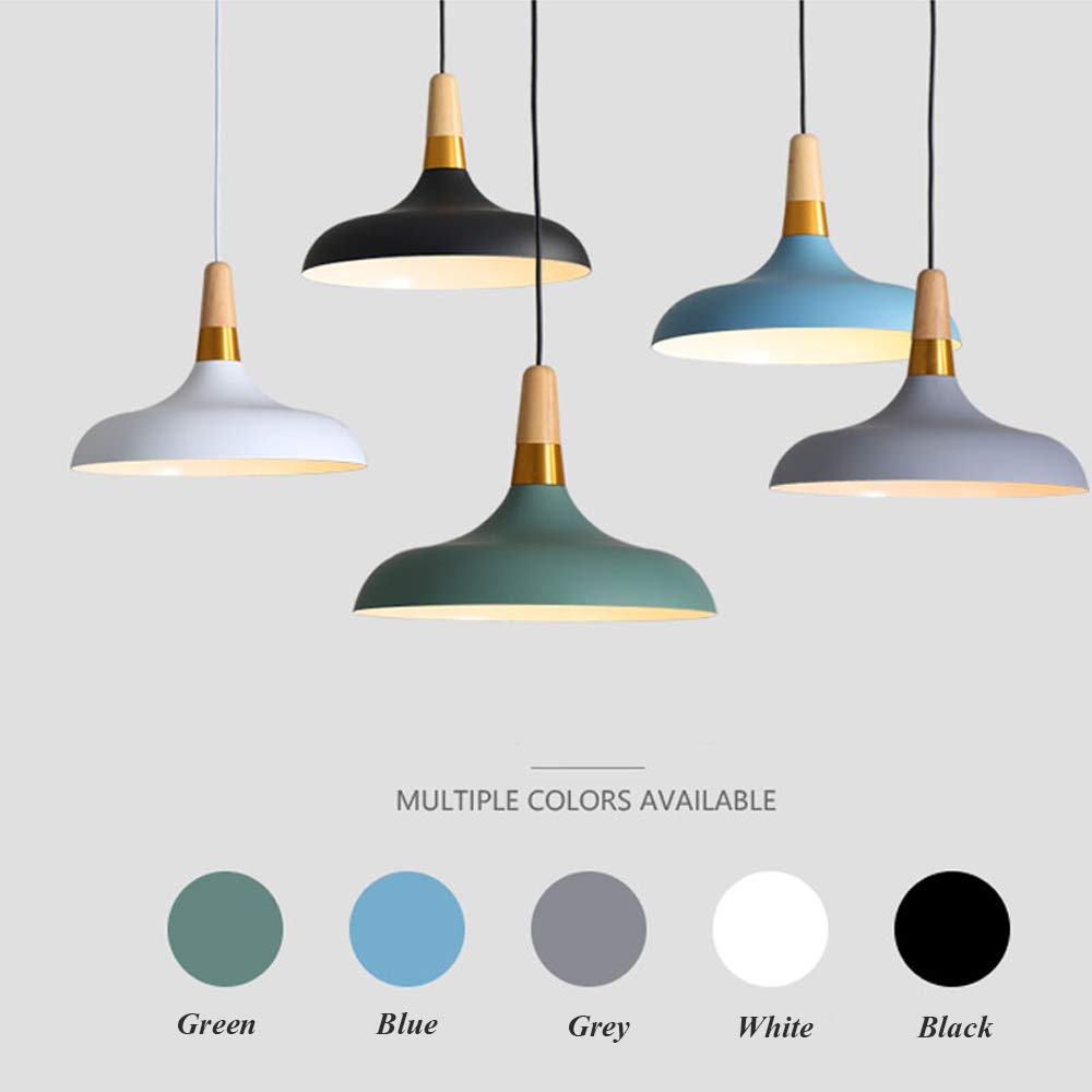 Dimmable Modern Pendant Light with Juno Track System - Macaron Green Lampshade, J-Type Track Light with Wooden Handle | Customizable 3-Light 1ft Fixture for Kitchen Island, Dining Room & Living Room Lighting