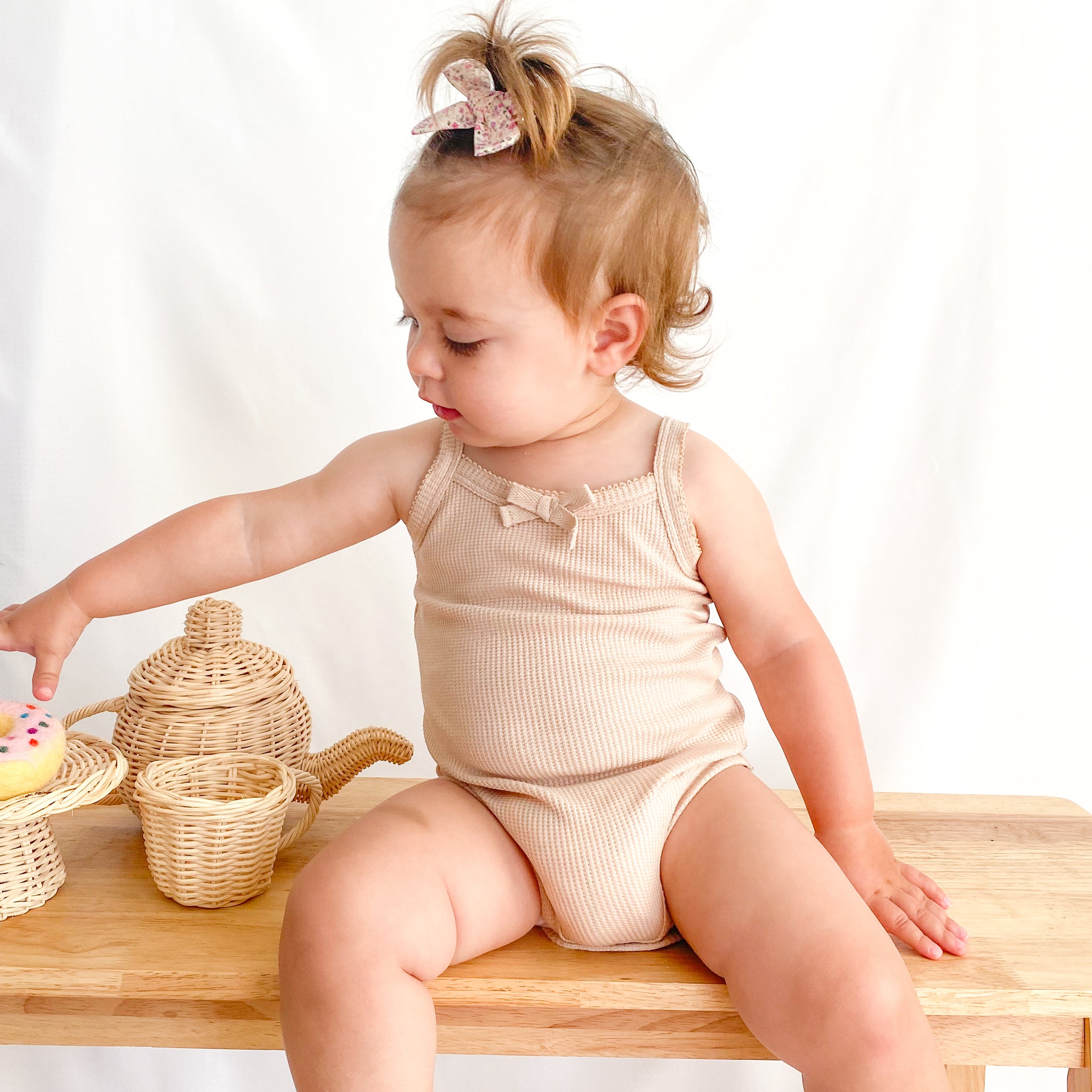Dainty Waffle Singlet Top for Women - Soft Oatmeal Color Casual Wear | Perfect for Layering, Lounge, and Everyday Outfits